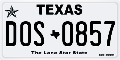 TX license plate DOS0857