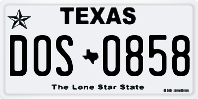 TX license plate DOS0858