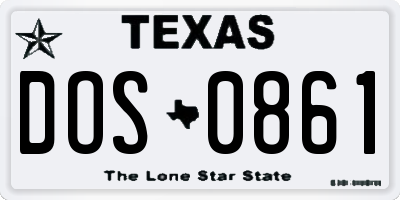 TX license plate DOS0861