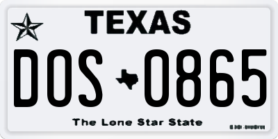 TX license plate DOS0865