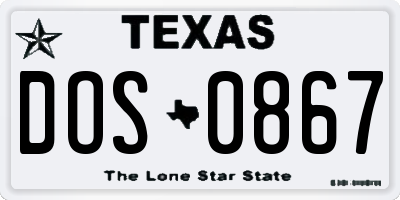 TX license plate DOS0867