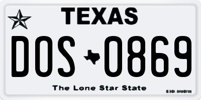 TX license plate DOS0869
