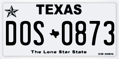 TX license plate DOS0873