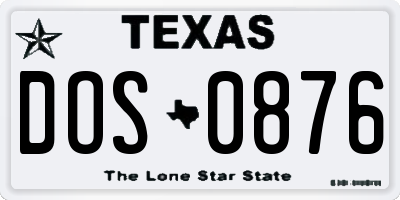 TX license plate DOS0876