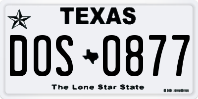 TX license plate DOS0877