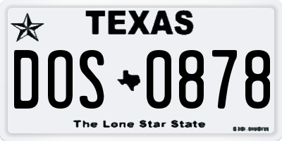 TX license plate DOS0878