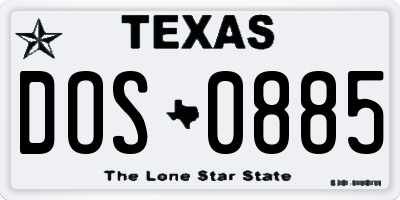 TX license plate DOS0885
