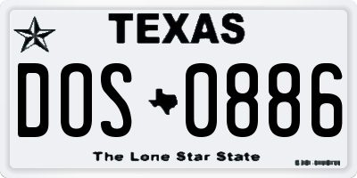 TX license plate DOS0886