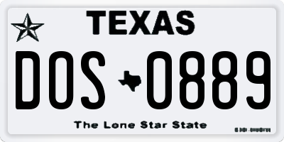 TX license plate DOS0889
