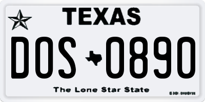 TX license plate DOS0890