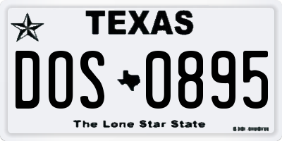 TX license plate DOS0895