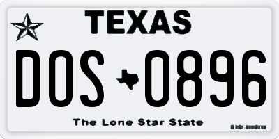 TX license plate DOS0896