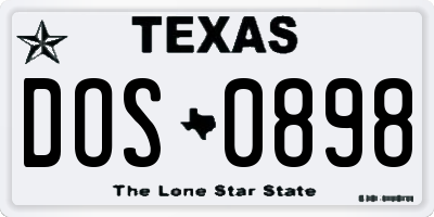 TX license plate DOS0898