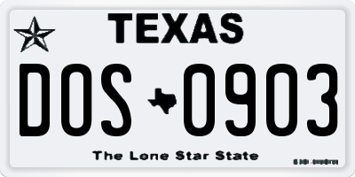 TX license plate DOS0903