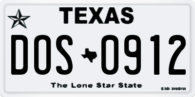 TX license plate DOS0912