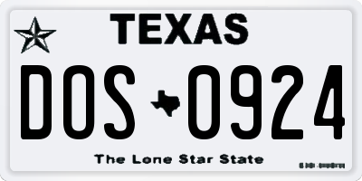 TX license plate DOS0924