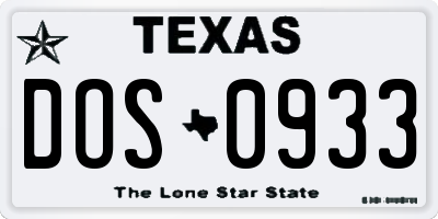 TX license plate DOS0933