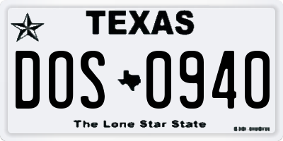 TX license plate DOS0940