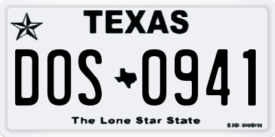 TX license plate DOS0941