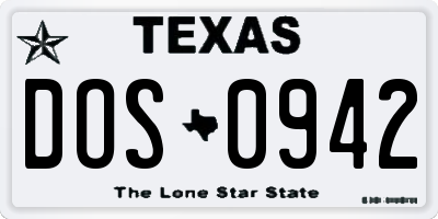 TX license plate DOS0942
