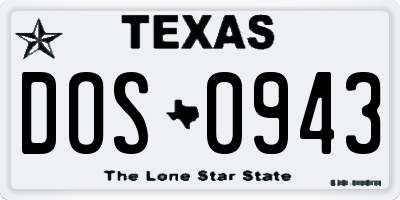 TX license plate DOS0943
