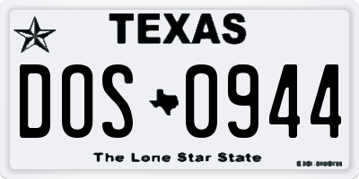 TX license plate DOS0944