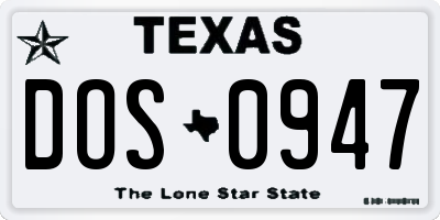 TX license plate DOS0947