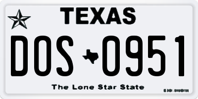 TX license plate DOS0951