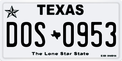 TX license plate DOS0953