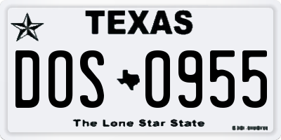 TX license plate DOS0955