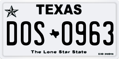 TX license plate DOS0963