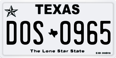 TX license plate DOS0965