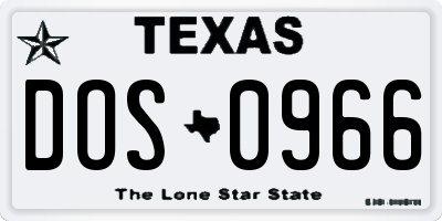TX license plate DOS0966