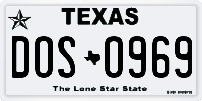 TX license plate DOS0969