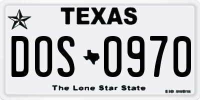 TX license plate DOS0970