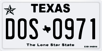 TX license plate DOS0971