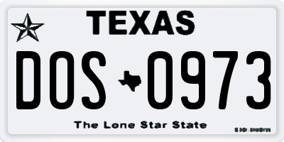 TX license plate DOS0973