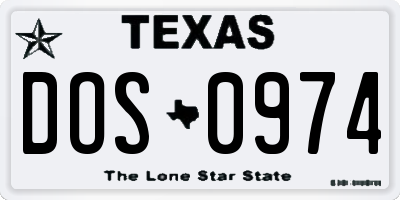 TX license plate DOS0974