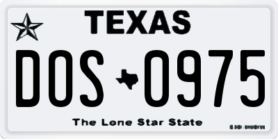 TX license plate DOS0975
