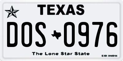 TX license plate DOS0976