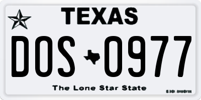 TX license plate DOS0977