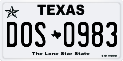 TX license plate DOS0983