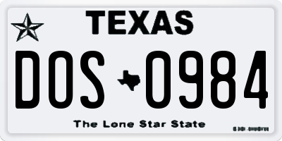 TX license plate DOS0984