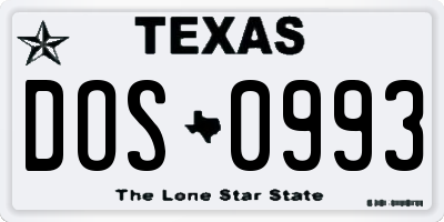 TX license plate DOS0993