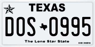 TX license plate DOS0995