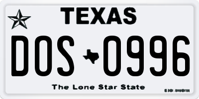 TX license plate DOS0996