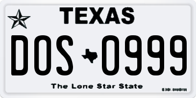 TX license plate DOS0999