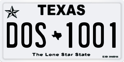 TX license plate DOS1001
