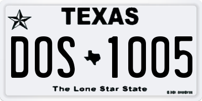 TX license plate DOS1005