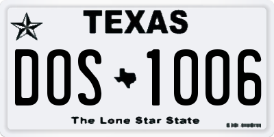 TX license plate DOS1006